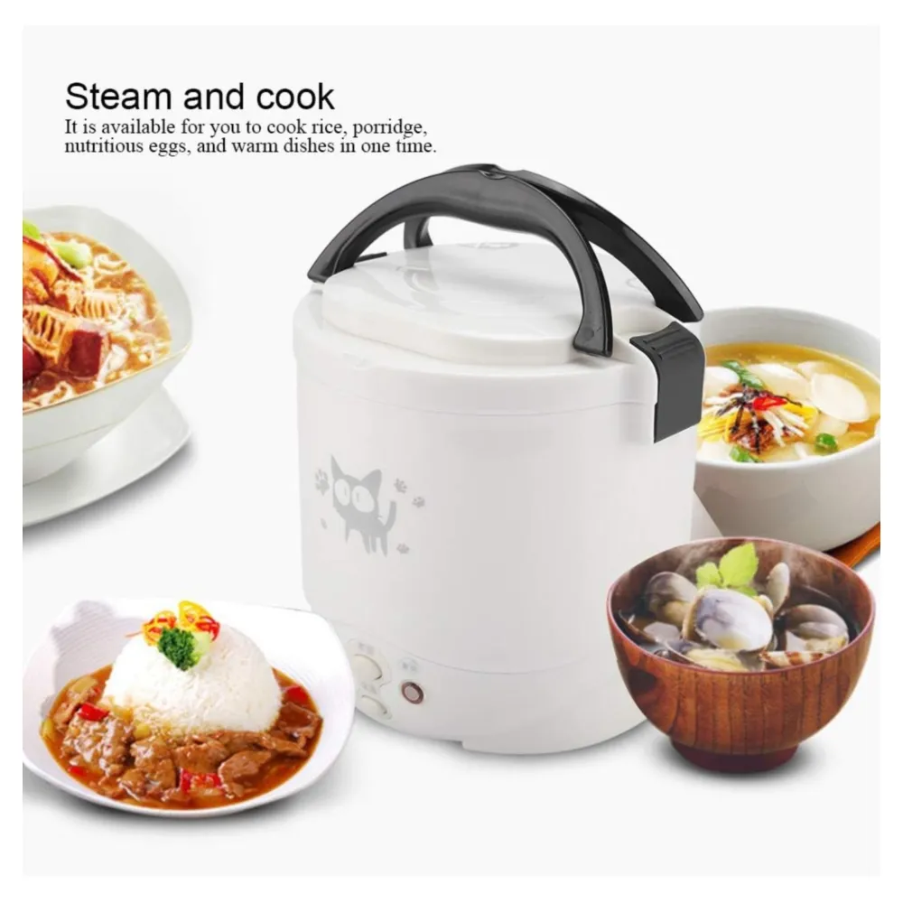 MINI OLLA ARROCERA MULTIFUNCIÓN 1L , AUTOMÁTICA Y PORTÁTIL PARA HOGAR Y VIAJE 220V, BLANCO