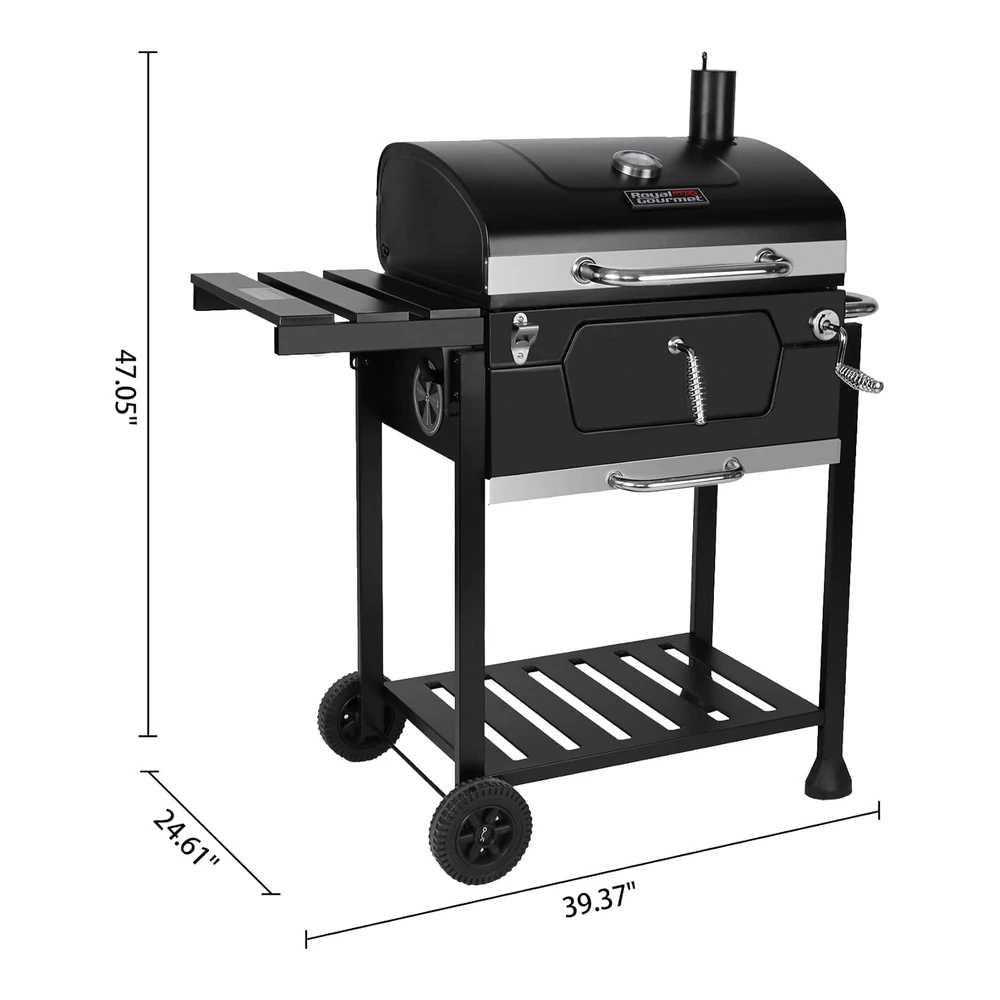 Royal Gourmet Parrilla de Carbón de 24" con Mesa Auxiliar Plegable - Parrilla de Barbacoa Resistente de 490" Cuadradas - Perfecta para Pícnics Al Aire Libre - Patio - Jardín y Parrilla - Negro - Cd1824g