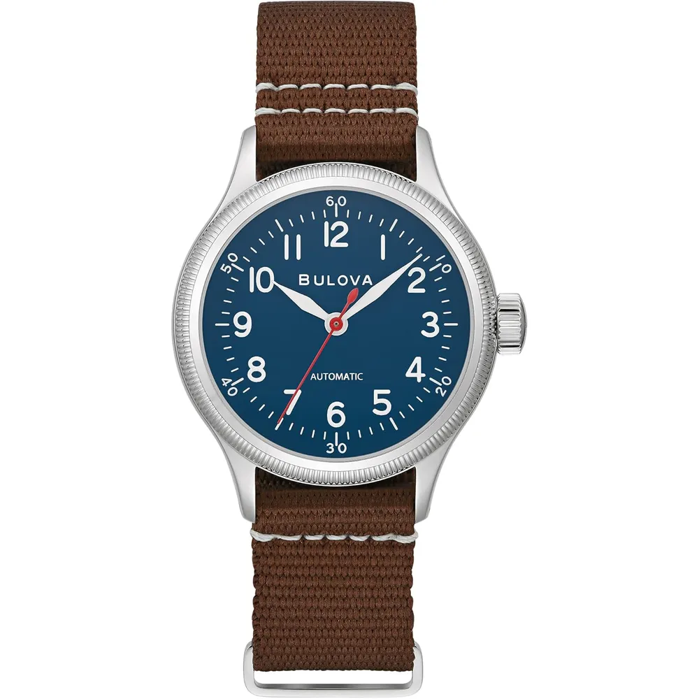 Bulova reloj militar de hombre automático 3 agujas parada de segundero | Marrón