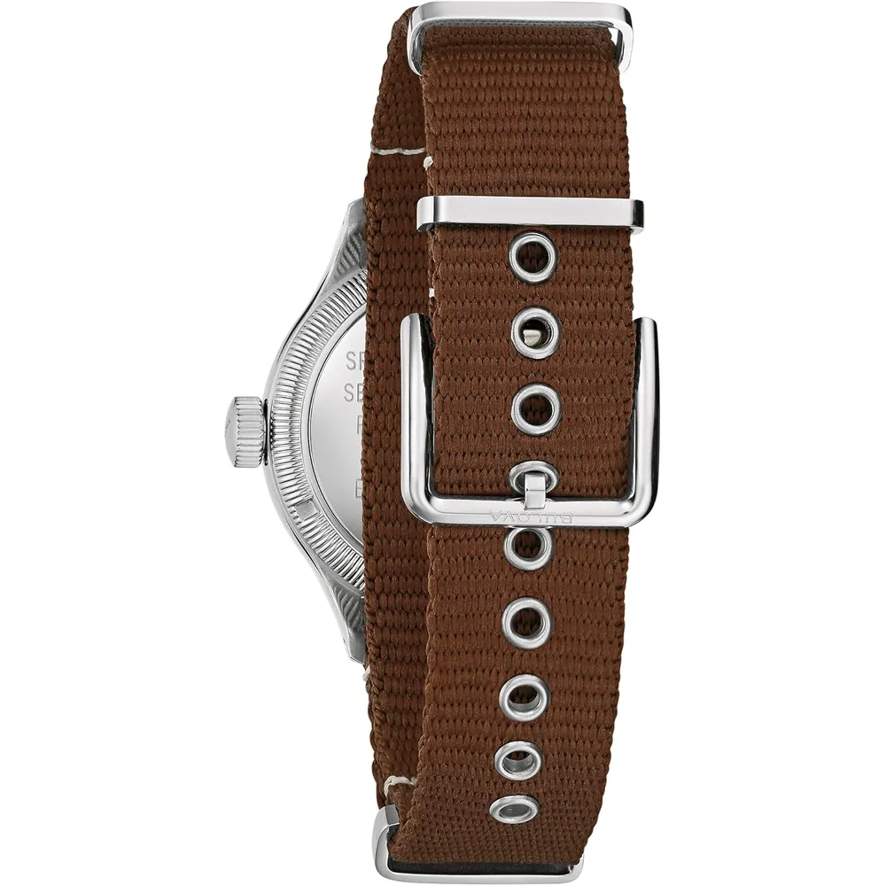Bulova reloj militar de hombre automático 3 agujas parada de segundero | Marrón