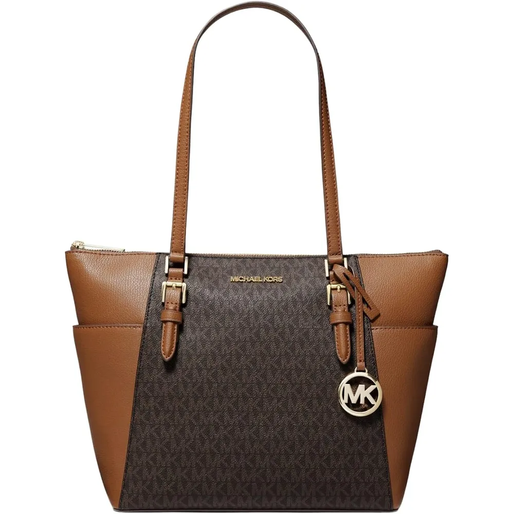 Michael Kors | Bolso Tote de Cuero Grande con Cremallera (Marrón Acorn)