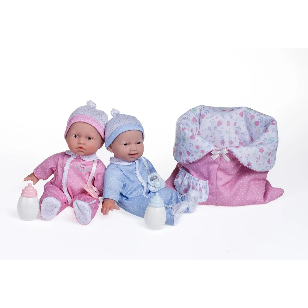 LA BABY gemelas muñecas 11"/28 cm blandas con accesorios