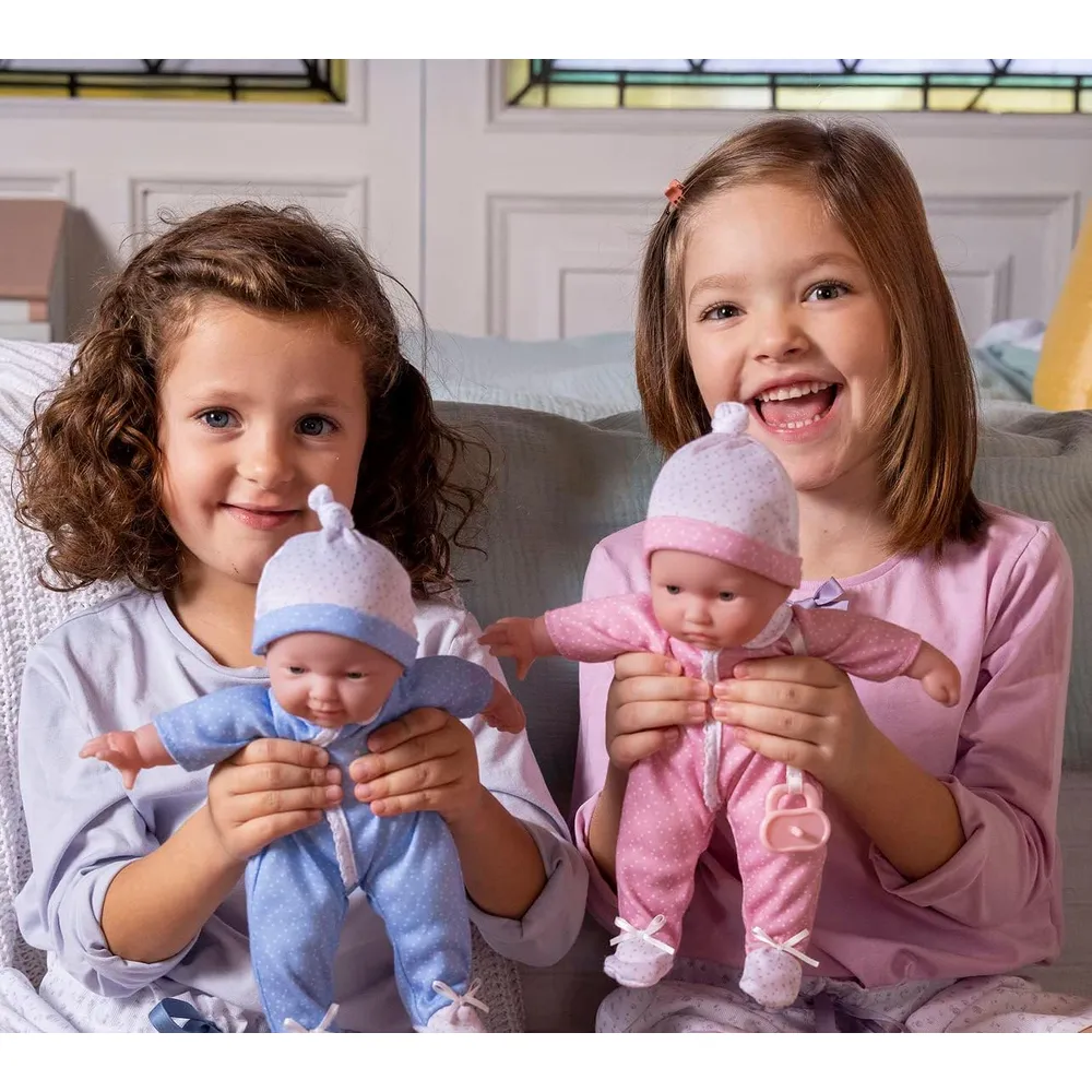 LA BABY gemelas muñecas 11"/28 cm blandas con accesorios