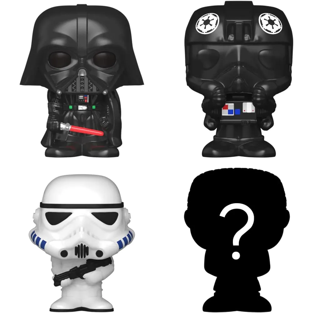 Funko Pop | Pack de 4 Bitty de Star Wars (Darth Vader, The Fighter Pilot, Stormtrooper y figura sorpresa)