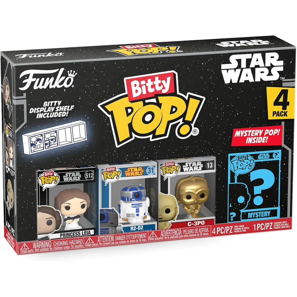 Funko Pop | Pack de 4 Bitty de Star Wars (Leia, R2-D2, C-3PO y figura sorpresa)