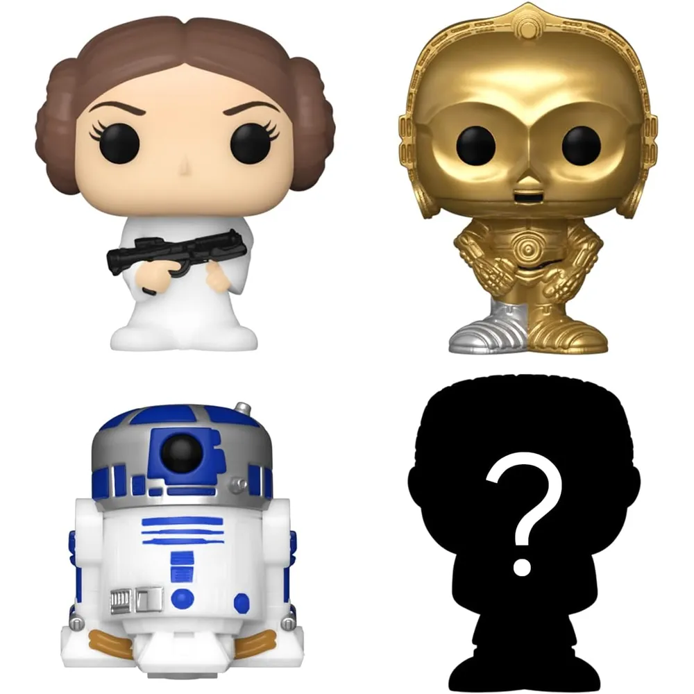 Funko Pop | Pack de 4 Bitty de Star Wars (Leia, R2-D2, C-3PO y figura sorpresa)