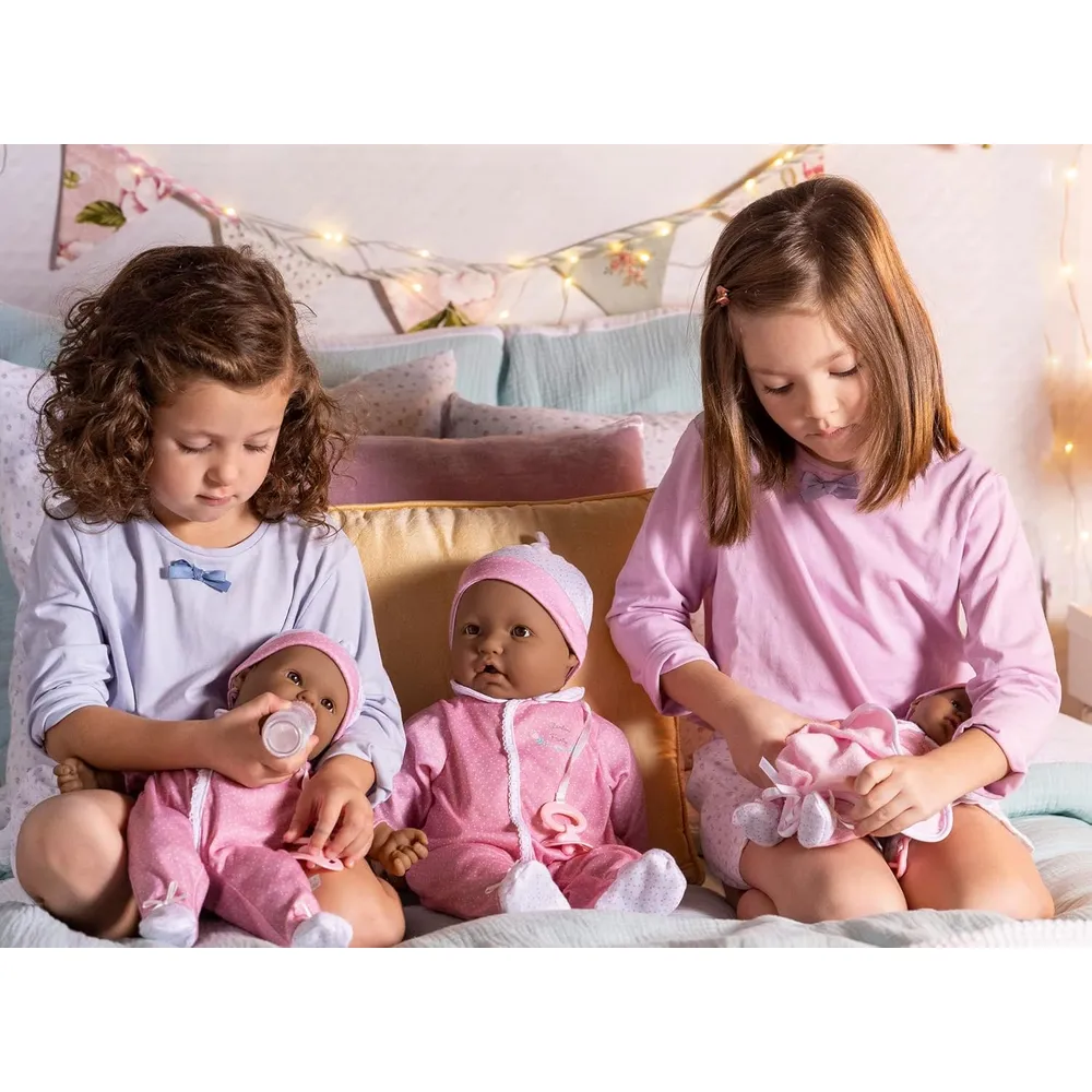 LA BABY muñeca afroamericana 11"/28 cm con accesorios | Rsa/Blanco