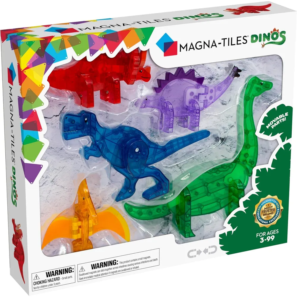 MAGNA-TILES - Dinos 5-piezas set de construcción magnético