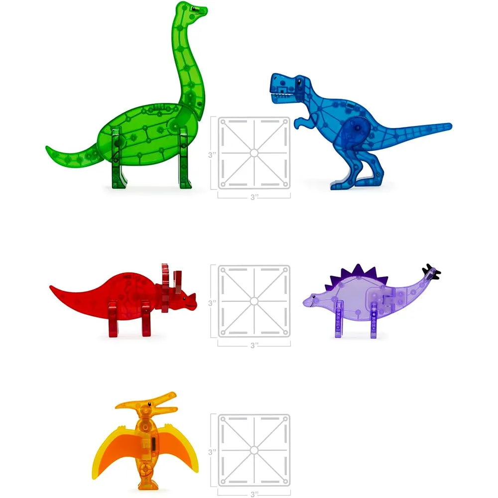 MAGNA-TILES - Dinos 5-piezas set de construcción magnético
