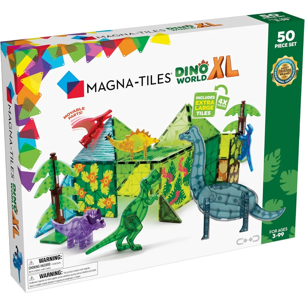 MAGNA-TILES - Mundo dinosaurio xl 50-piezas set de construcción magnético