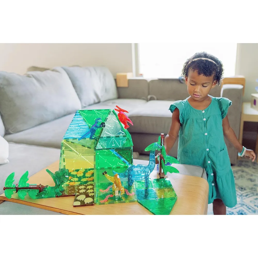MAGNA-TILES - Mundo dinosaurio xl 50-piezas set de construcción magnético