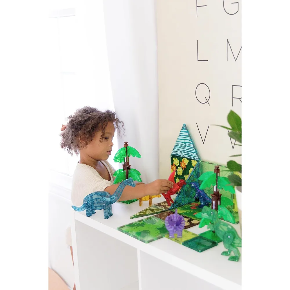 MAGNA-TILES - Mundo dinosaurio xl 50-piezas set de construcción magnético