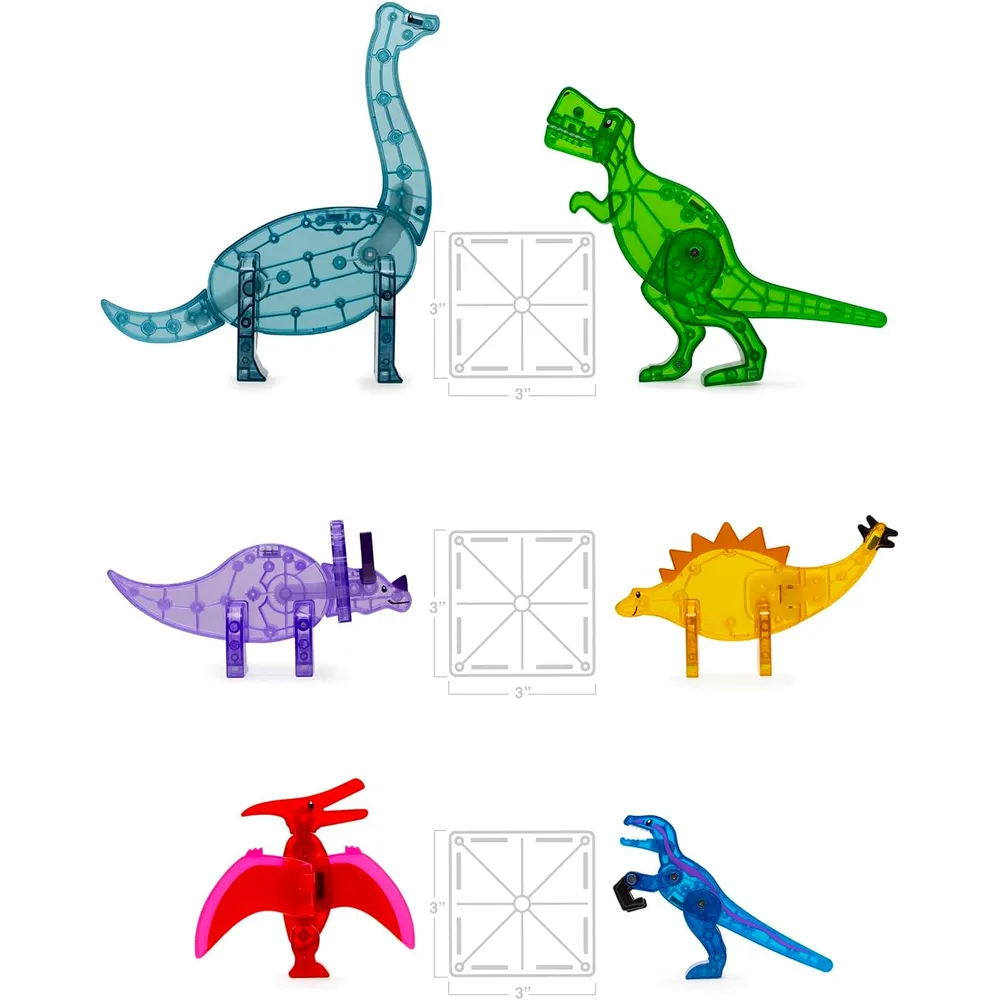 MAGNA-TILES - Mundo dinosaurio xl 50-piezas set de construcción magnético