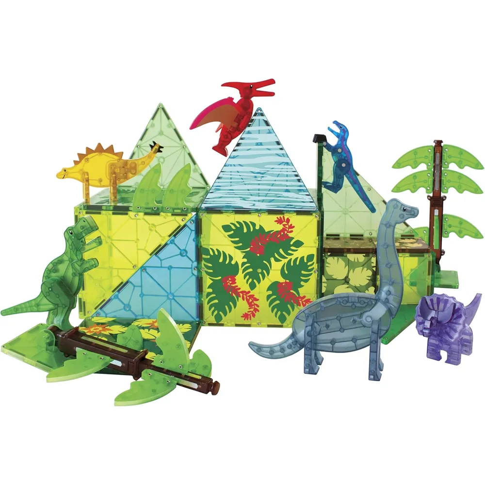 MAGNA-TILES - Mundo dinosaurio xl 50-piezas set de construcción magnético