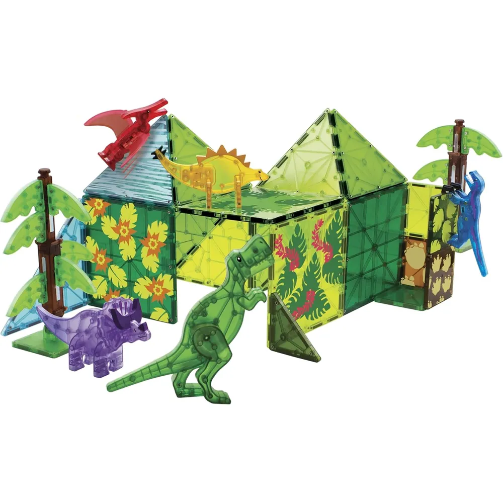 MAGNA-TILES - Mundo dinosaurio xl 50-piezas set de construcción magnético
