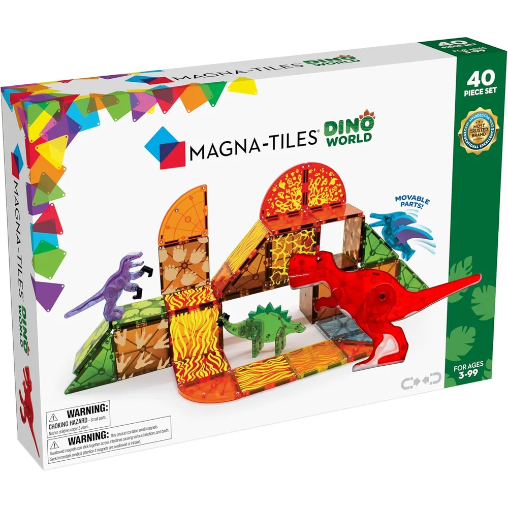 MAGNA-TILES - Mundo dinosaurio 40-piezas set de construcción magnético