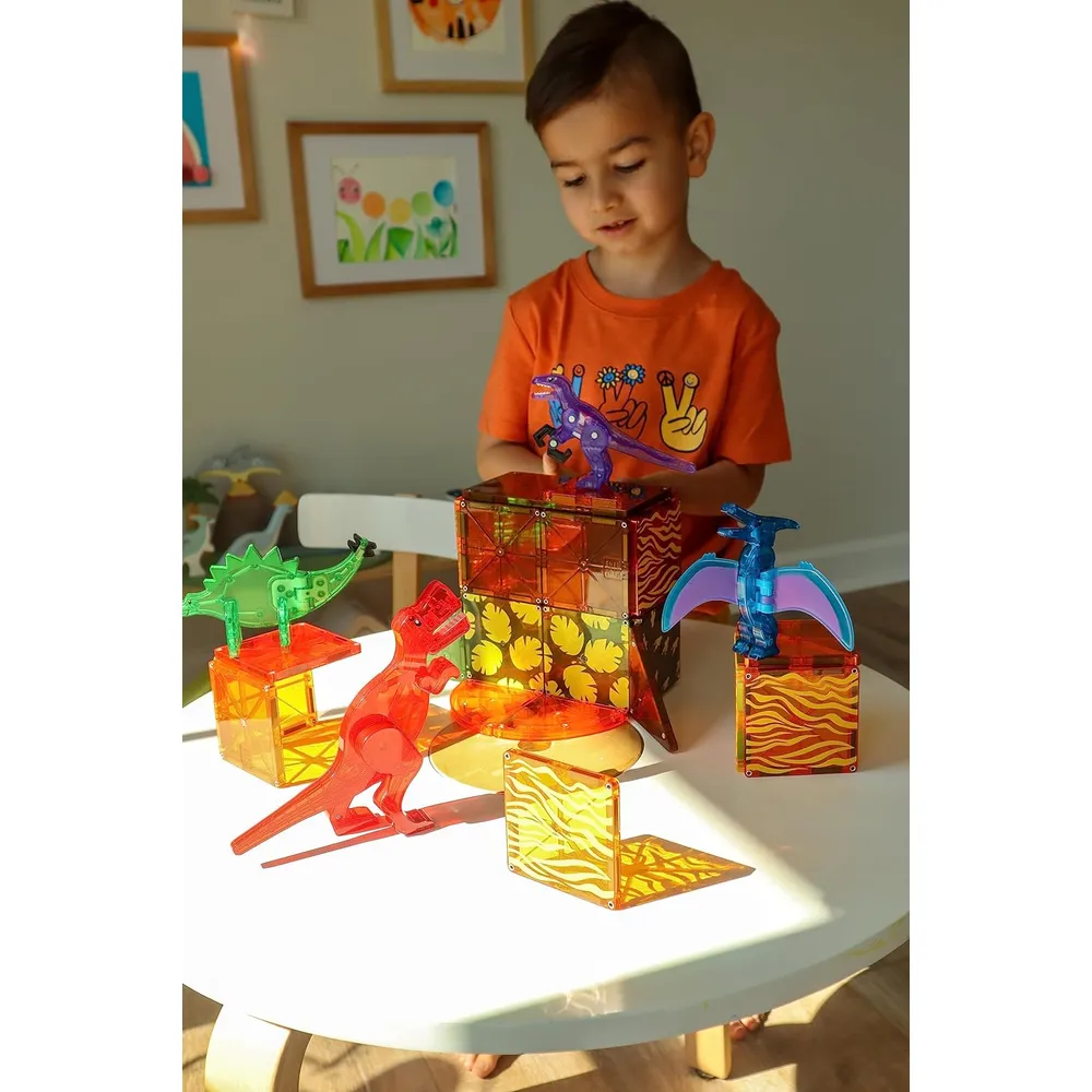 MAGNA-TILES - Mundo dinosaurio 40-piezas set de construcción magnético