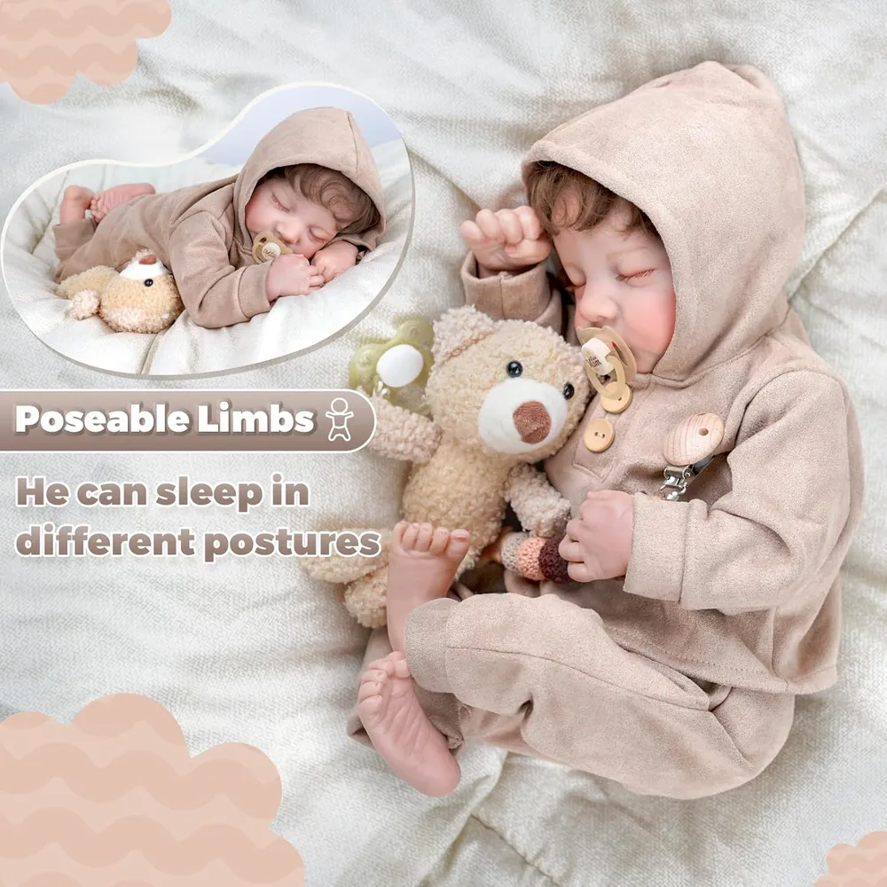 BABESIDE muñeca bebé reborn 17"/43 cm con accesorios | Marrón
