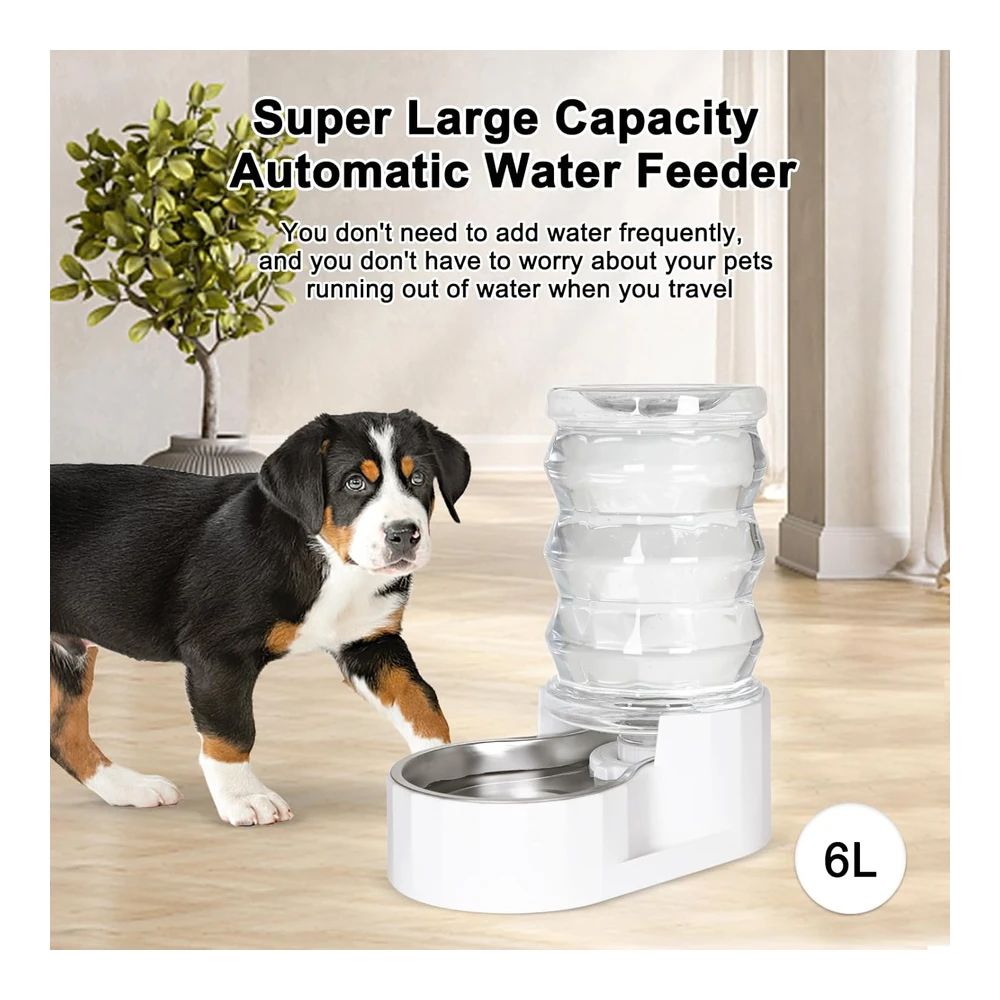 b0bkg7zr2r_2.webp Rizzari Bebedero Automático para Mascotas - Dispensador de Agua de Acero Inoxidable Por Gravedad - 100% Libre de Bpa - Alimentador de Agua de Gran Capacidad para Gatos y Perros Pequeños y Medianos (6l)