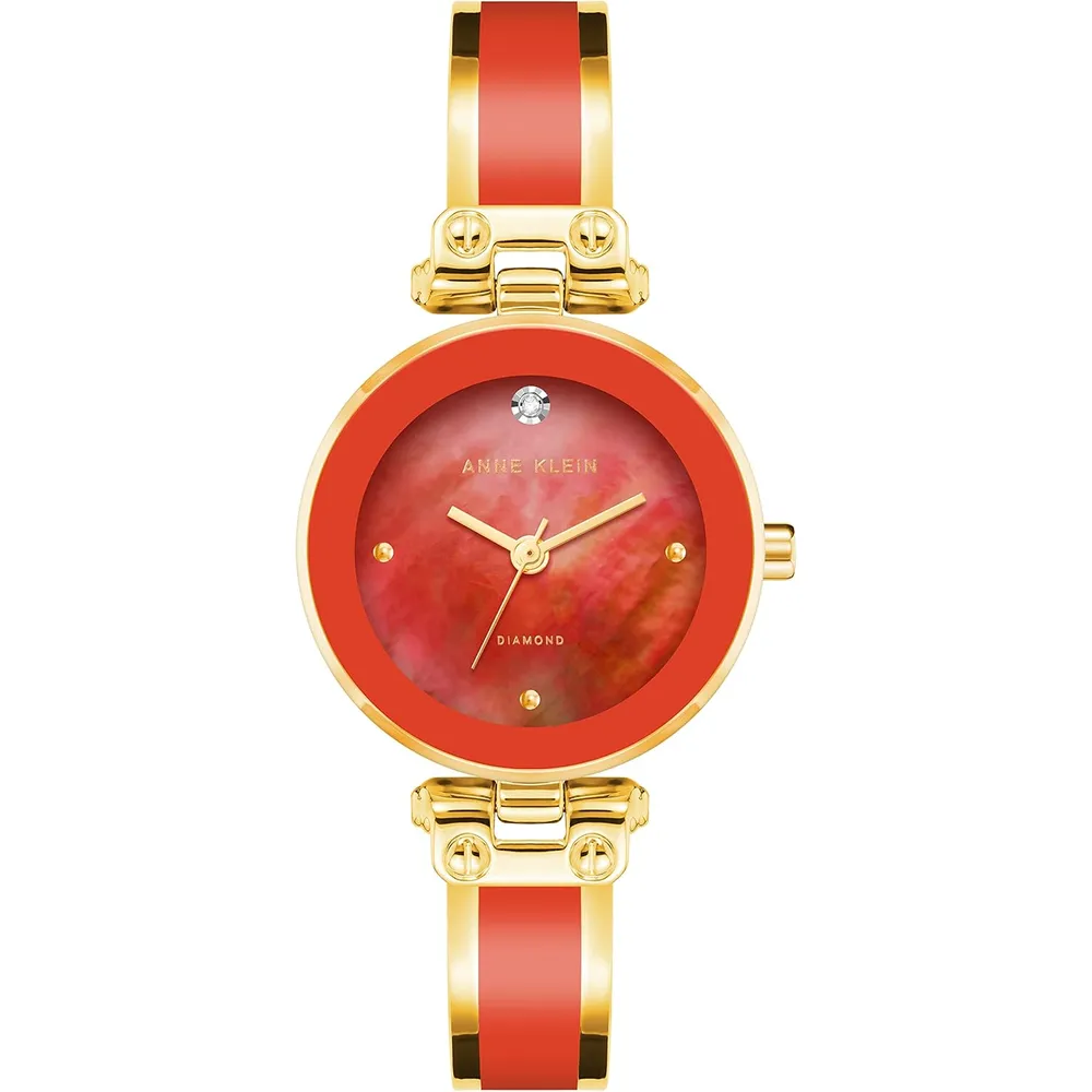 Anne Klein AK/1980BKGB reloj para mujer con diamante y pulsera tipo brazalete | 28 mm - Oro rojo