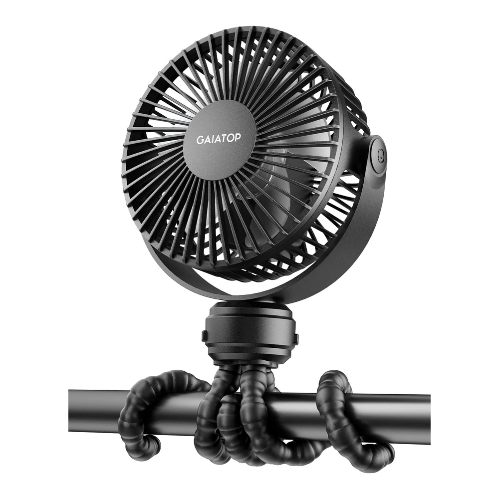 GAIATOP VENTILADOR DE CLIP PORTÁTIL – MINI, RECARGABLE Y DE 3 VELOCIDADES – NEGRO