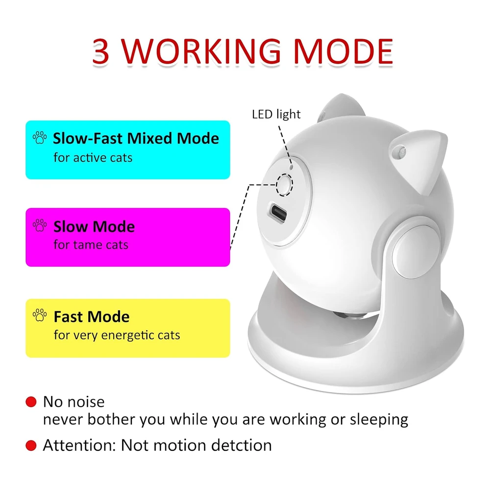 Juguetes Láser Automáticos para Gatos Saolife con Láser para Gatos de Interior / Gatito / Perros Juguete Láser para Gatos Automático | Plateado