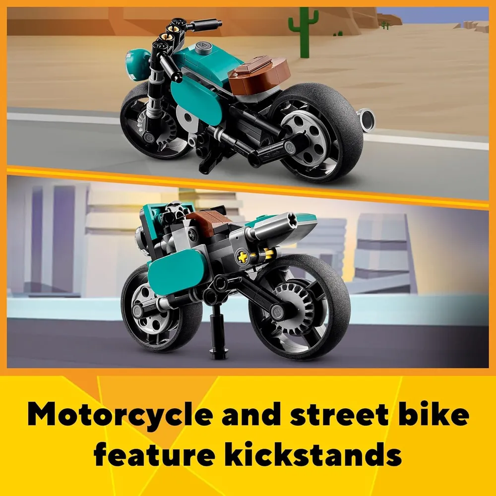 Lego Creator 3 en 1 motocicleta clásica set transformable con coche y moto urbana
