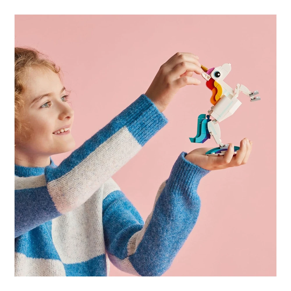 Lego Creator 3 En 1 Juguete Mágico de Unicornio para Caballito de Mar a Pavo Real 31140 - Figuras de Animales Arcoíris