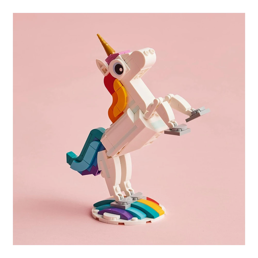 Lego Creator 3 En 1 Juguete Mágico de Unicornio para Caballito de Mar a Pavo Real 31140 - Figuras de Animales Arcoíris