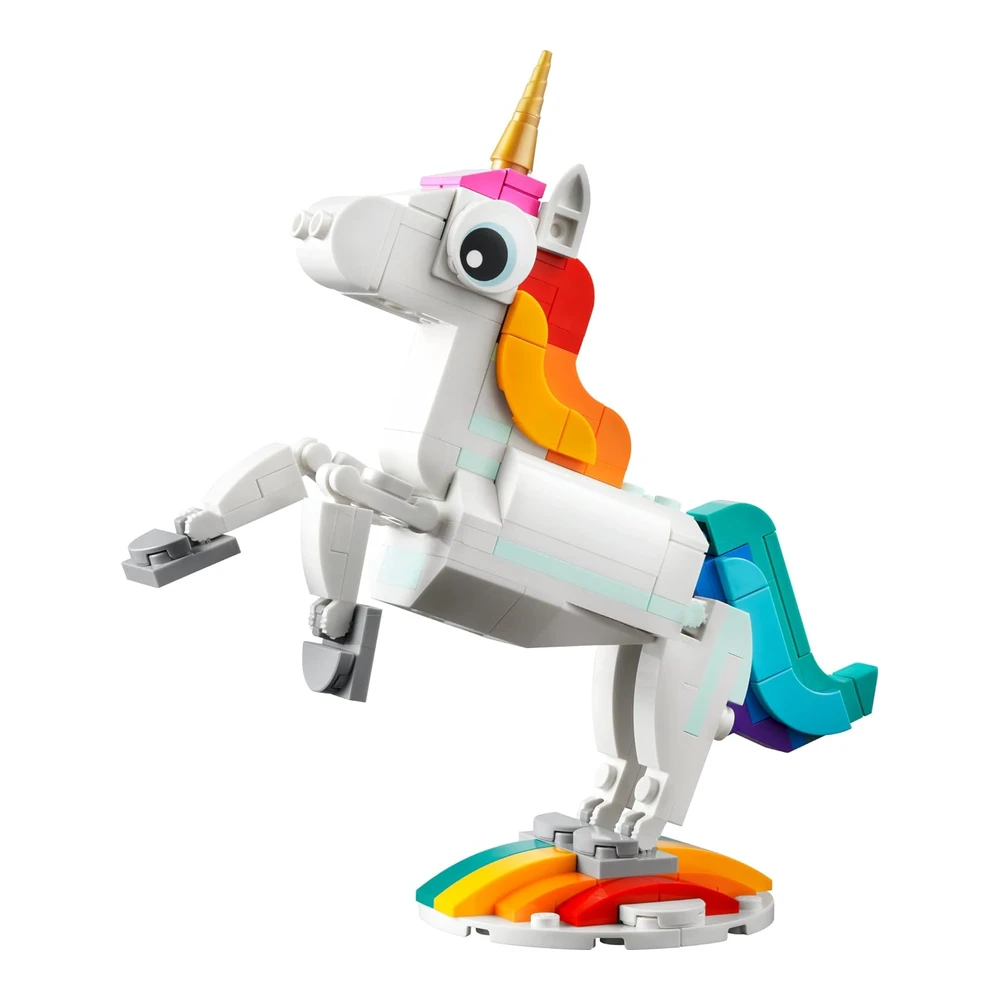 Lego Creator 3 En 1 Juguete Mágico de Unicornio para Caballito de Mar a Pavo Real 31140 - Figuras de Animales Arcoíris