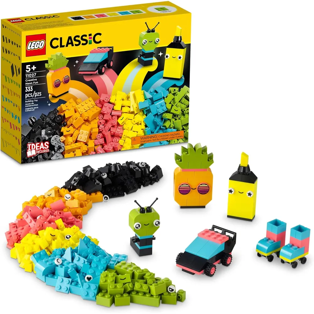 Lego Classic caja de bloques neón set de construcción para niños creativos