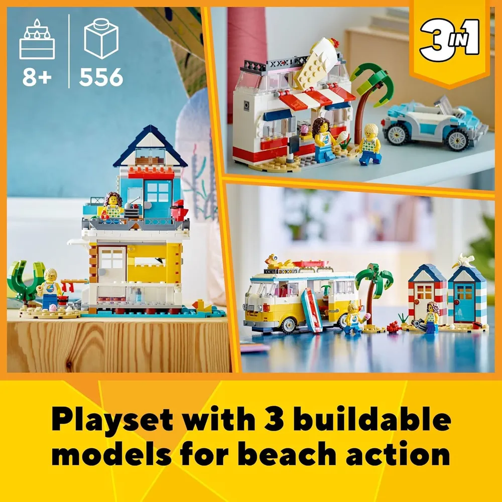 Lego Creator 3 en 1 furgoneta camper de playa set con heladería y casa