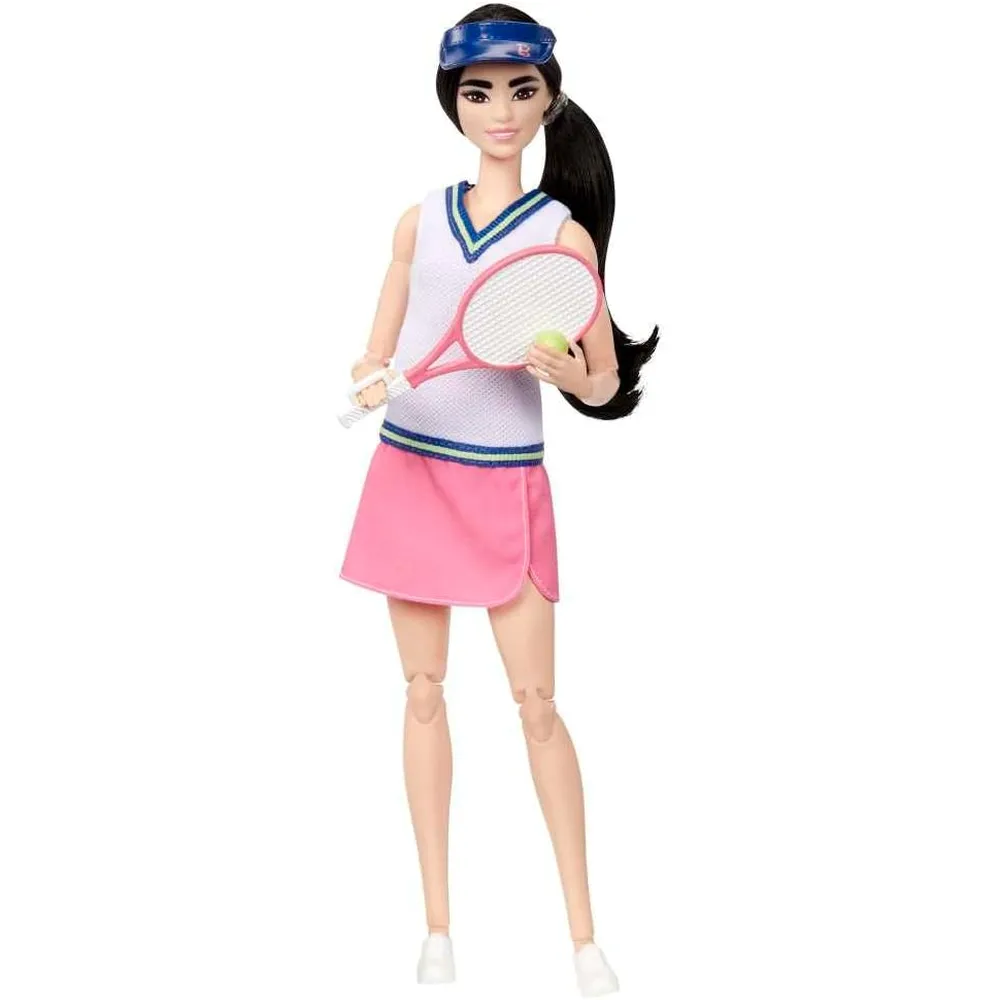 BARBIE MUÑECA TENISTA PROFESIONAL CON RAQUETA Y PELOTA
