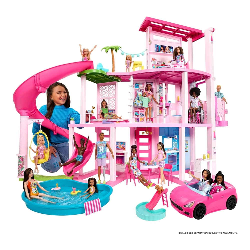 b0bljtj38m_1.webp Barbie Dreamhouse 2023, Casa de Muñeca para Fiesta En La Piscina con + de 75 Pieza y Tobogán, Elevador de Mascotas y Áreas de Juego