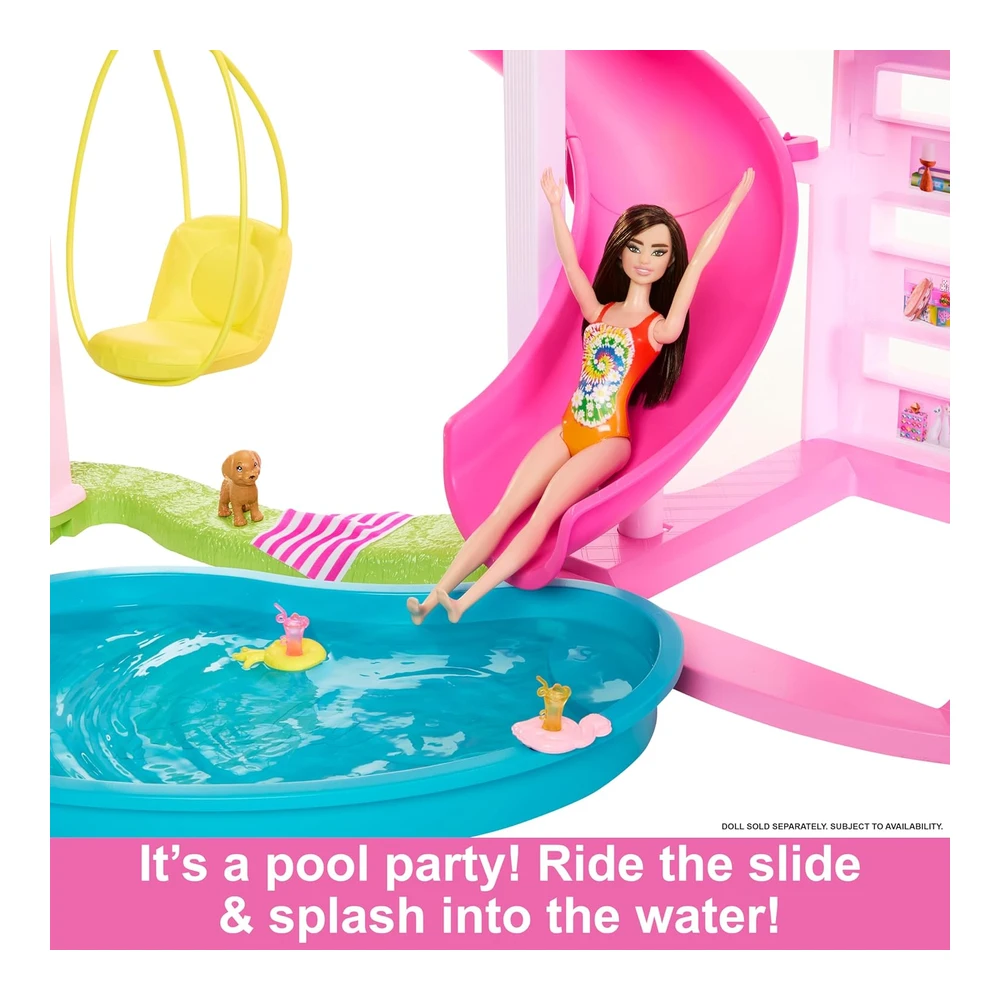b0bljtj38m_3.webp Barbie Dreamhouse 2023, Casa de Muñeca para Fiesta En La Piscina con + de 75 Pieza y Tobogán, Elevador de Mascotas y Áreas de Juego