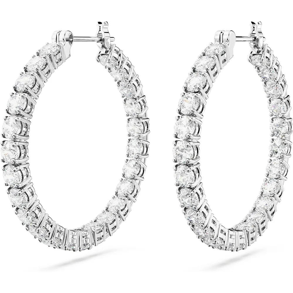 b0bmw9ctrn_2_webp.webp SWAROVSKI ARETES HOOP REDONDO MATRIX ACABADO RODIO PARA MUJER | TRANSPARENTE