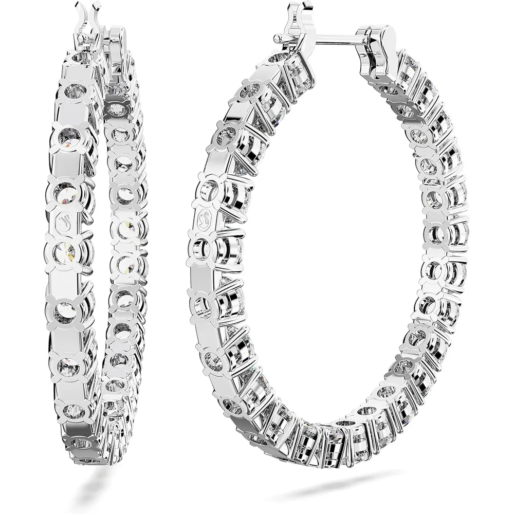 b0bmw9ctrn_3_webp.webp SWAROVSKI ARETES HOOP REDONDO MATRIX ACABADO RODIO PARA MUJER | TRANSPARENTE