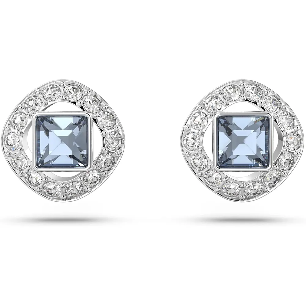 SWAROVSKI ARETES STUD CUADRADO UNA ANGELIC ACABADO RODIO PARA MUJER | AZUL OSCURO