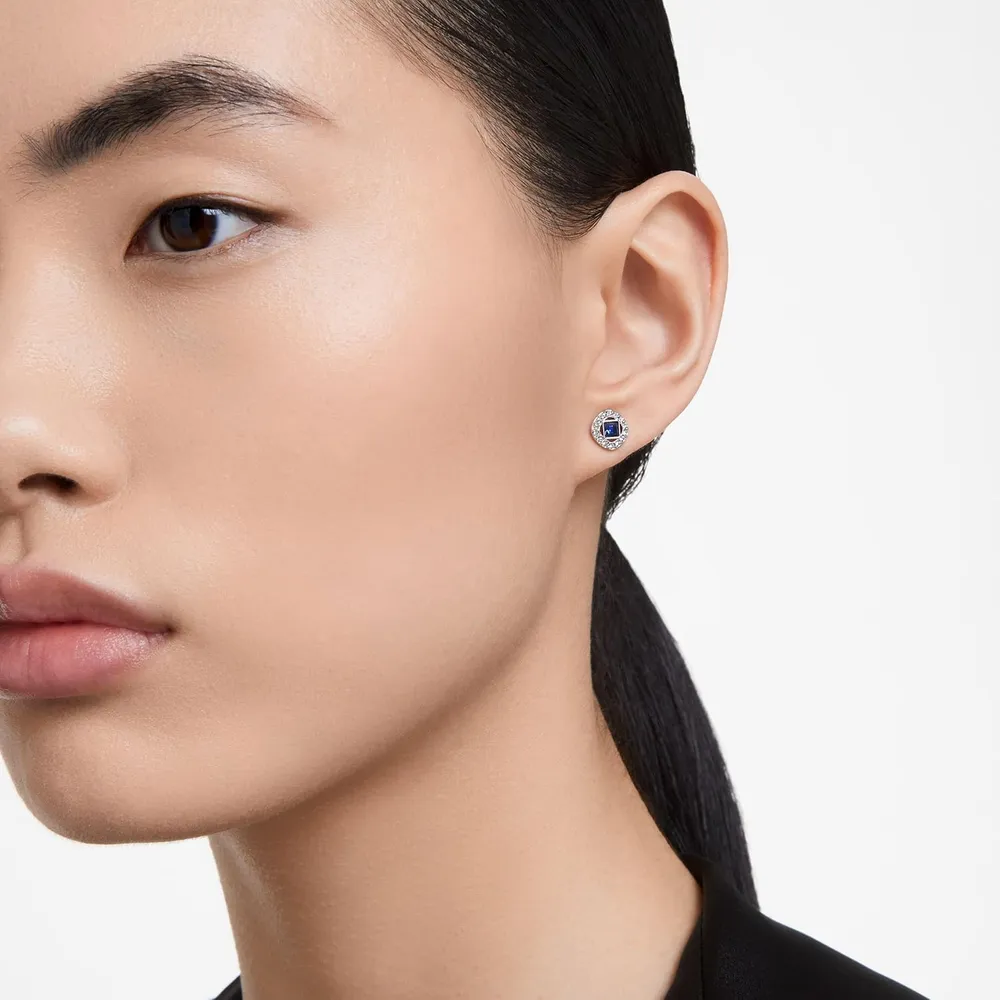 SWAROVSKI ARETES STUD CUADRADO UNA ANGELIC ACABADO RODIO PARA MUJER | AZUL OSCURO