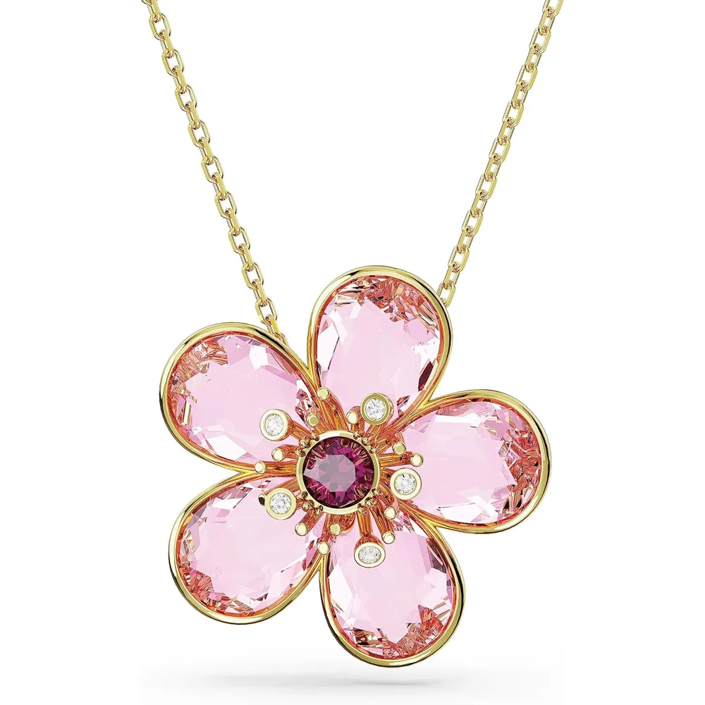 SWAROVSKI COLLAR PENDIENTE FLOR IDYLLIA ACABADO ORO PARA MUJER | ROSA