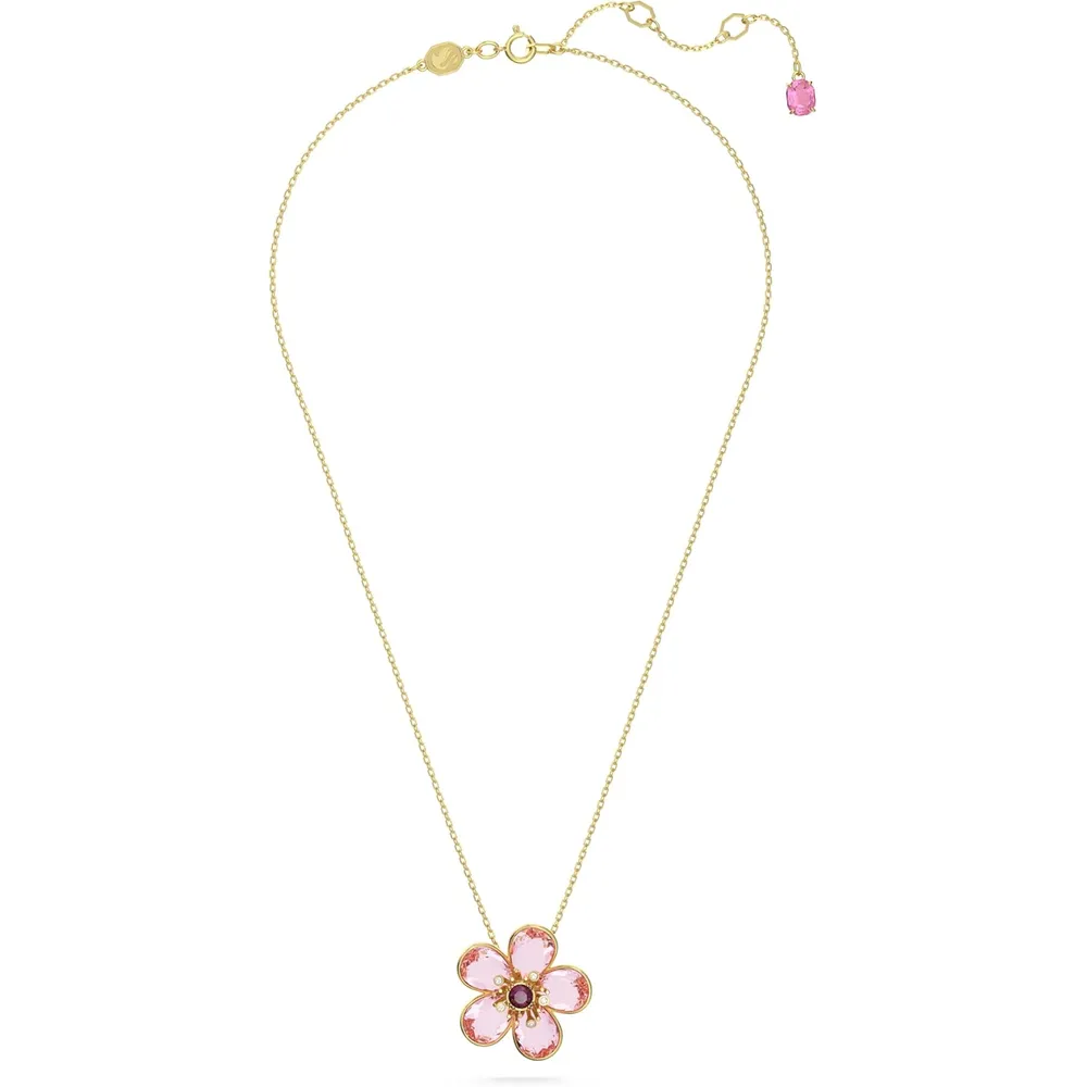 SWAROVSKI COLLAR PENDIENTE FLOR IDYLLIA ACABADO ORO PARA MUJER | ROSA