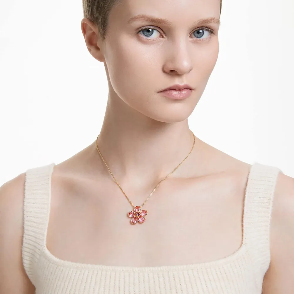 SWAROVSKI COLLAR PENDIENTE FLOR IDYLLIA ACABADO ORO PARA MUJER | ROSA