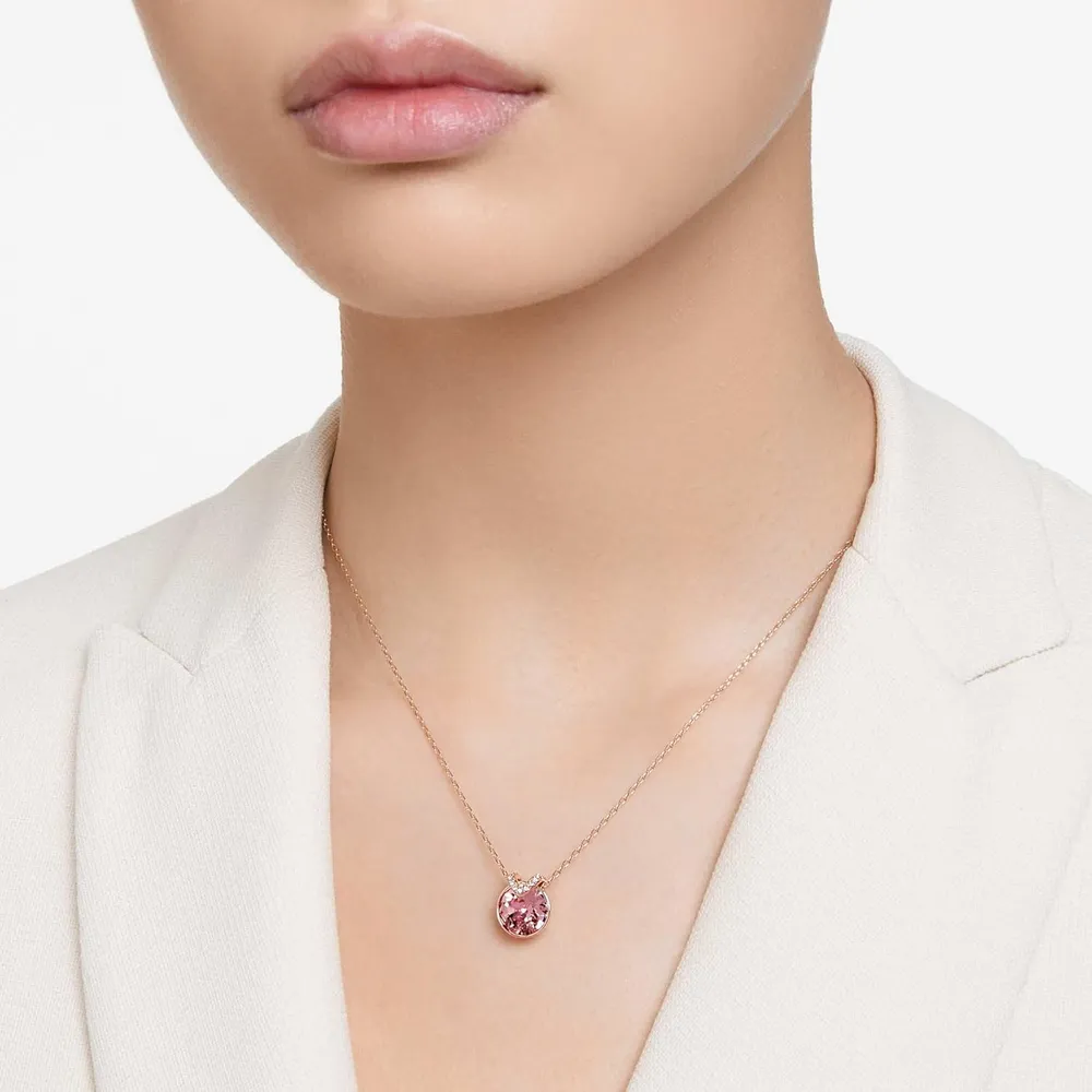 SWAROVSKI COLLAR PENDIENTE REDONDO BELLA ACABADO ORO ROSA PARA MUJER | ORO ROSA