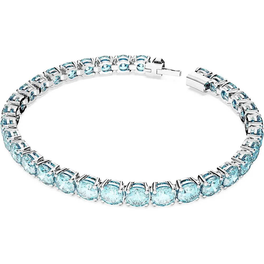 SWAROVSKI PULSERA TENNIS REDONDA MATRIX ACABADO RODIO PARA MUJER MEDIUM | AZUL