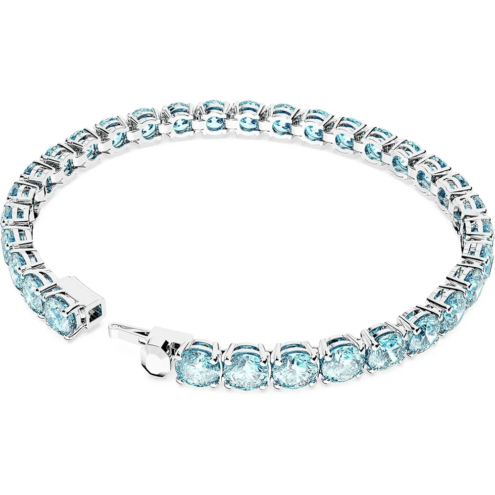 SWAROVSKI PULSERA TENNIS REDONDA MATRIX ACABADO RODIO PARA MUJER MEDIUM | AZUL
