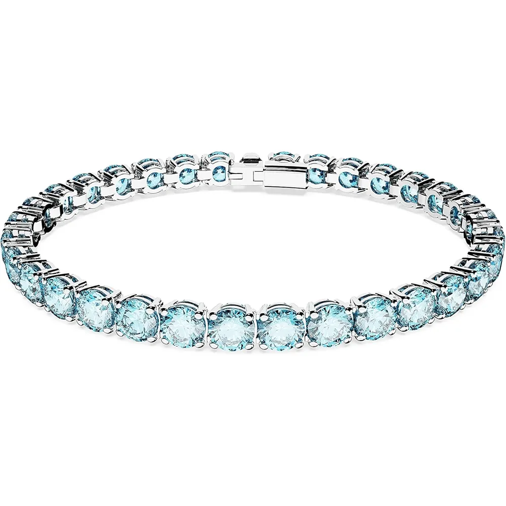 SWAROVSKI PULSERA TENNIS REDONDA MATRIX ACABADO RODIO PARA MUJER SMALL | AZUL