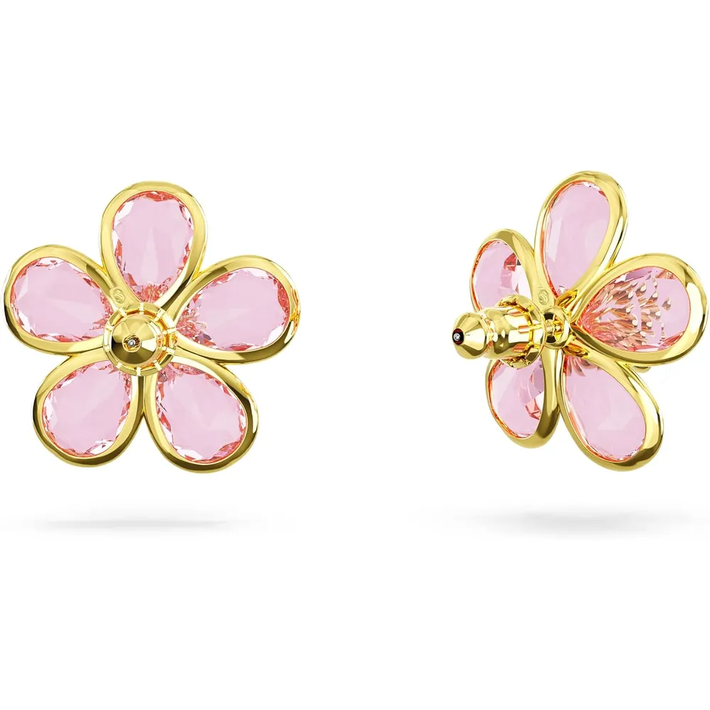 SWAROVSKI ARETES STUD FLOR IDYLLIA ACABADO ORO PARA MUJER | ROSA