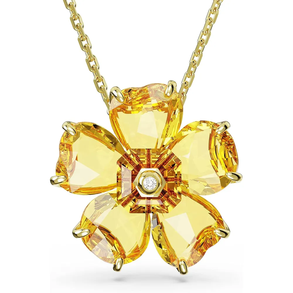 SWAROVSKI COLLAR FLOR IDYLLIA ACABADO ORO PARA MUJER | AMARILLO