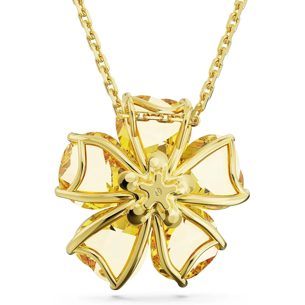 SWAROVSKI COLLAR FLOR IDYLLIA ACABADO ORO PARA MUJER | AMARILLO