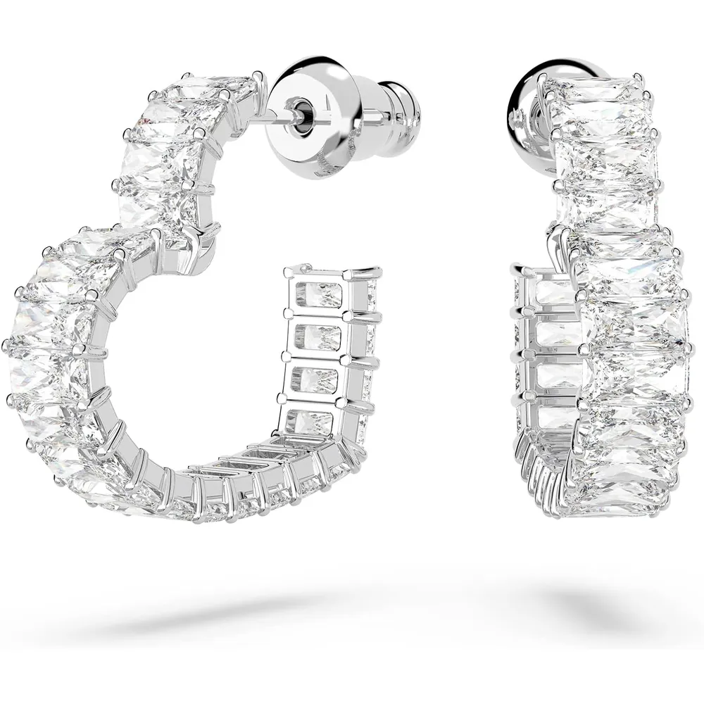 SWAROVSKI ARETES HOOP CORAZON MATRIX ACABADO RODIO PARA MUJER | RODIO